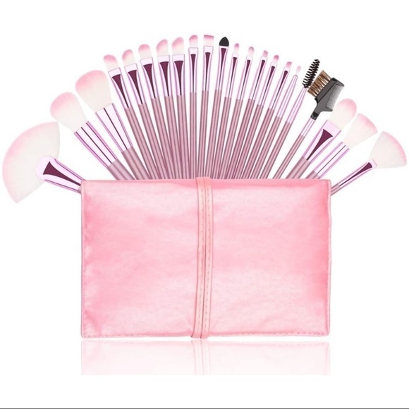 New - 22Pcs Premium, Soft Bristles Pink Makeup Brush Set With Case - Picture 1 of 7